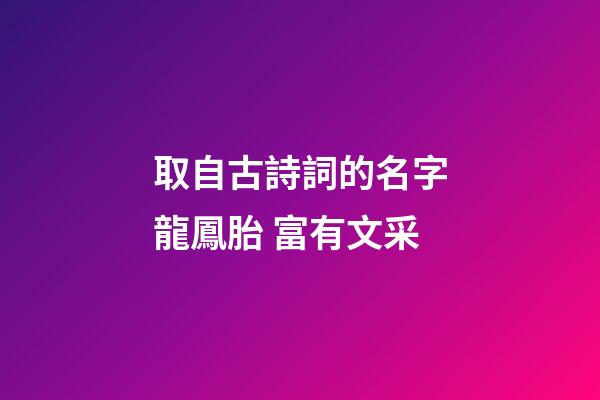 取自古詩詞的名字龍鳳胎 富有文采
